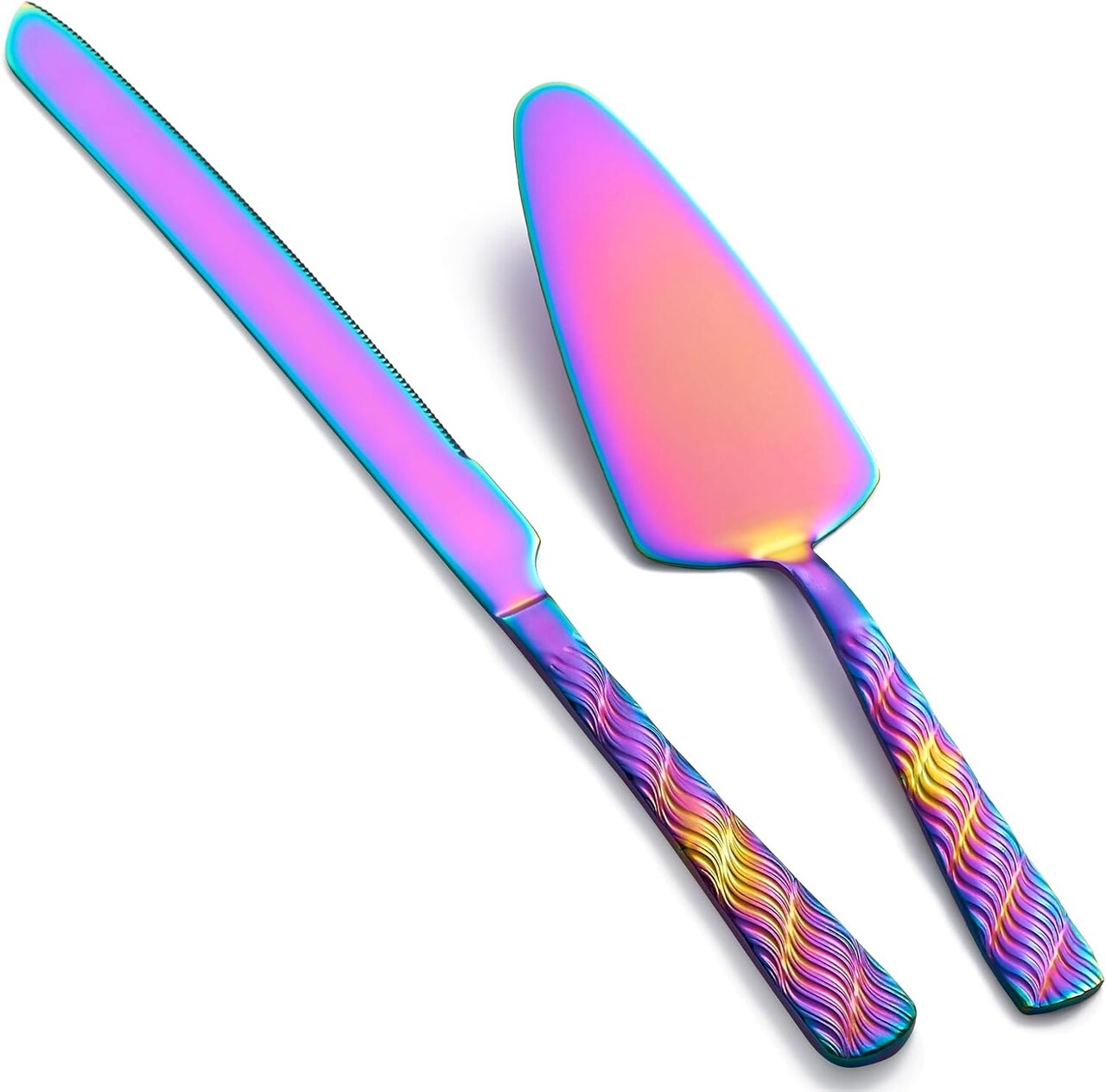 Rainbow Cake Cutting Set, Stainless Steel Cake Knife and Server Set, Cake Pie Cutter Set for Wedding, Birthday, Party